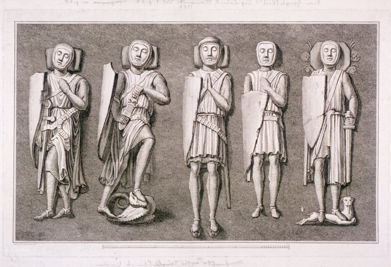 Viisi ritarikuvaa Temple Churchista Lontoosta, 1786. tekijältä James Basire I