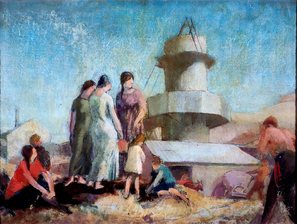 Lime Burner, n. 1936 (kynä, öljy ja vaha paneelissa) tekijältä James Bateman