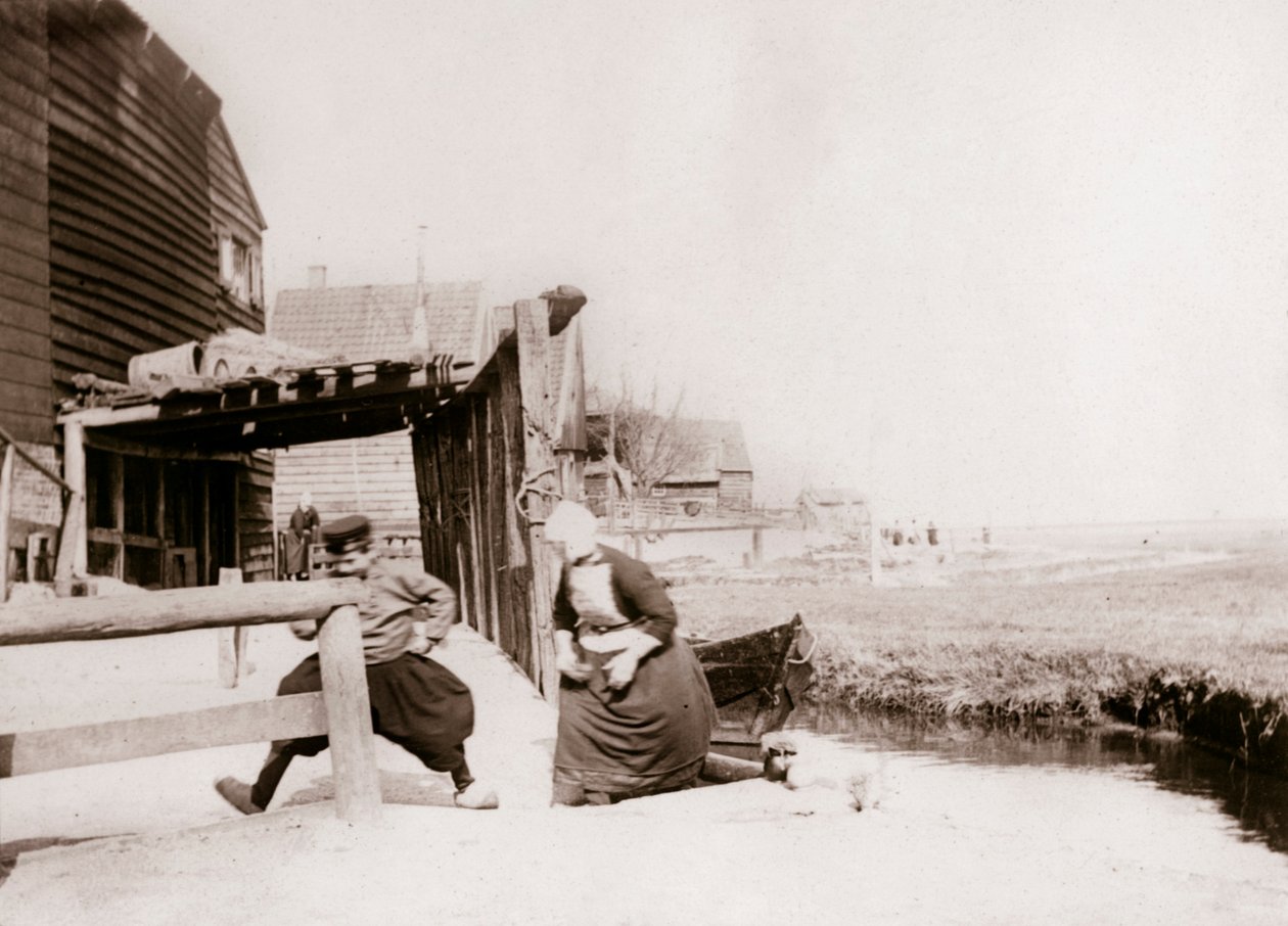 Lapset leikkivät, Marken Island, Alankomaat, 1898 tekijältä James Batkin