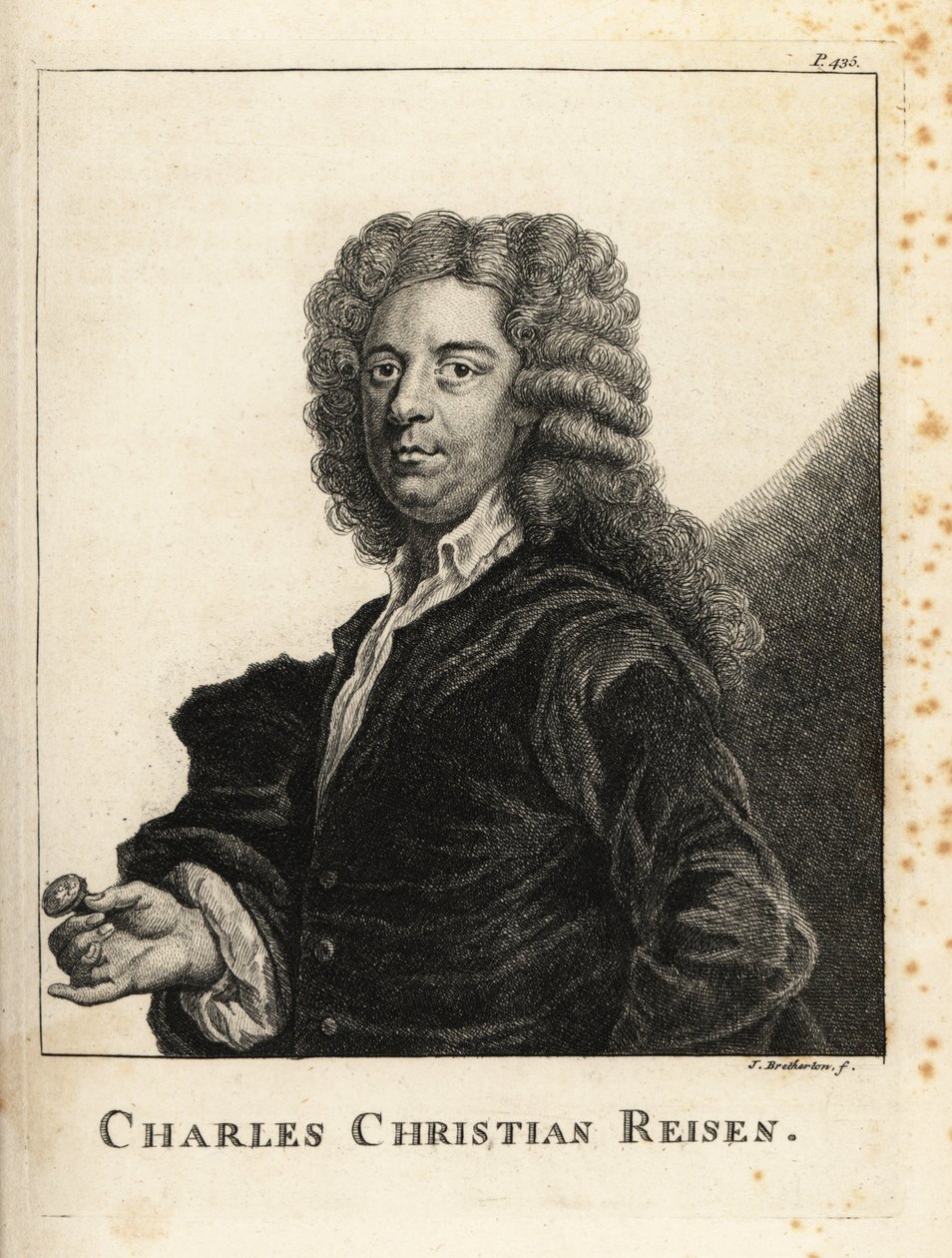 Charles Christian Reisenin (1680-1725), englantilaisen jalokivikaivertajan ja sinettien kaivertajan muotokuva tekijältä James Bretherton