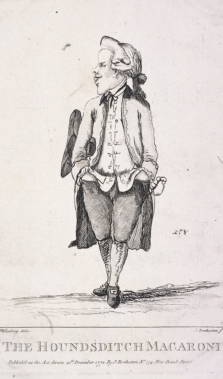 "The Houndsditch Macaroni", 1772 tekijältä James Bretherton