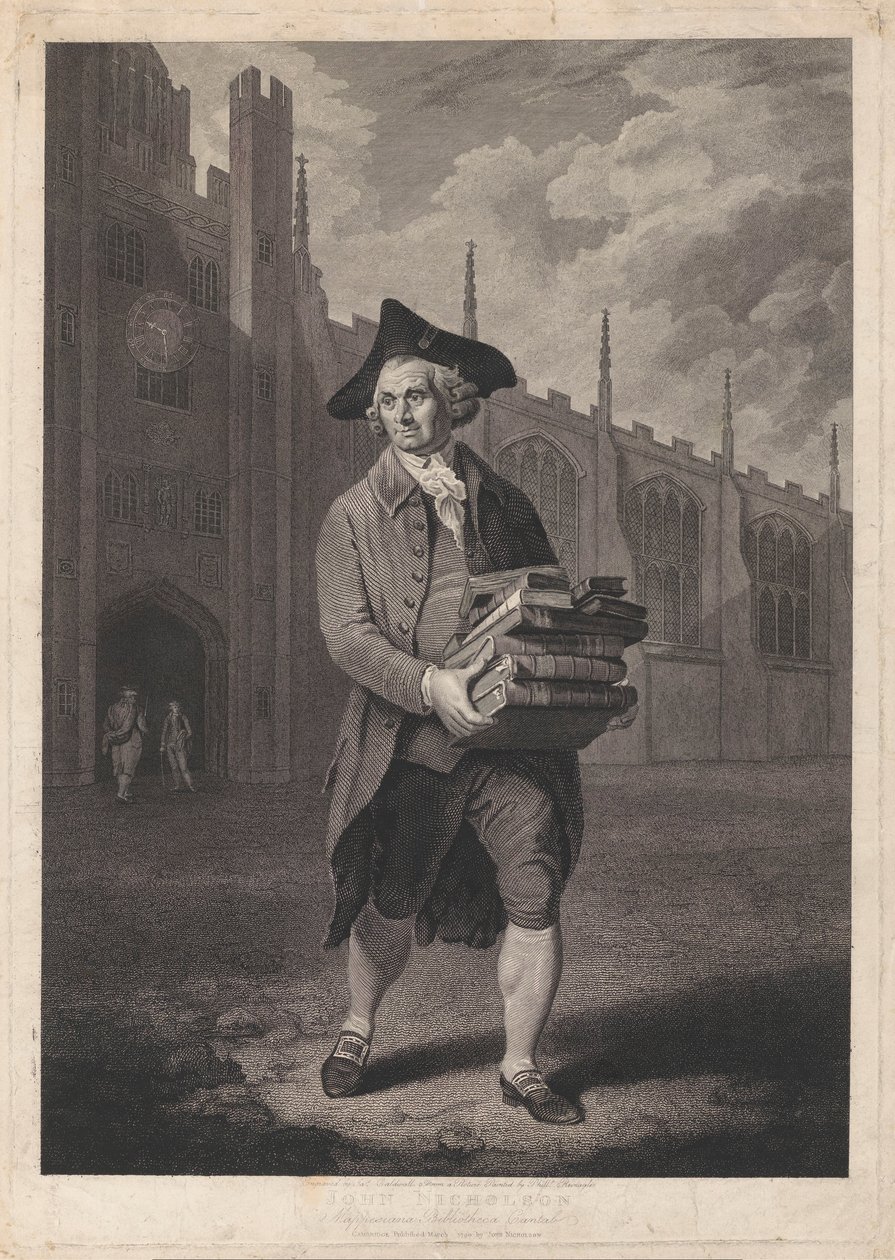 Portret John Nicholson John Nicholson Mappesiana Bibliotheca Cantab (otsikko esineessä) tekijältä James Caldwall