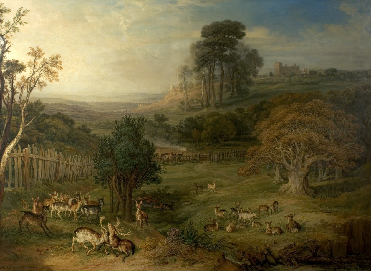 A Dewy Morning (The Duel of the Stags), 1849 tekijältä James Charles Ward