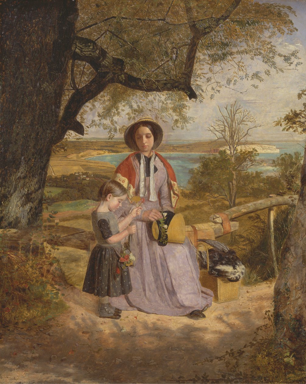 Äiti ja lapsi stilen vieressä, Culver Cliff, Isle of Wight, kaukana tekijältä James Collinson