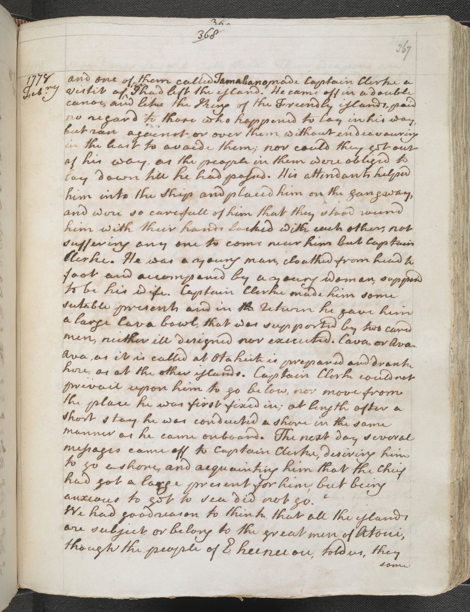 Egerton MS 2177 A f.367r Captain Cook: Journals III tekijältä James Cook