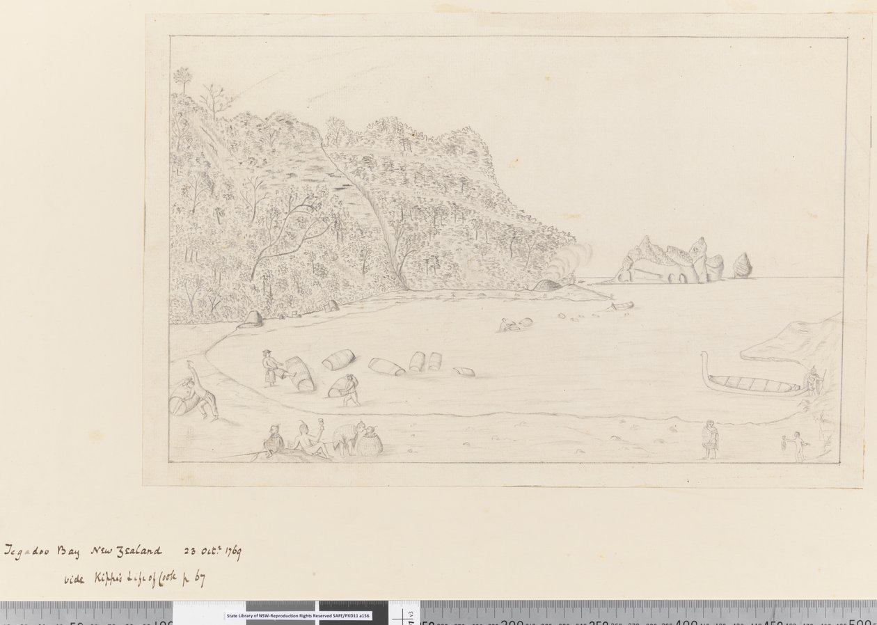 iv. Näkymä Watering Place Tegadoo Baysta, Uusi-Seelanti, 23. lokakuuta 1769 tekijältä James Cook