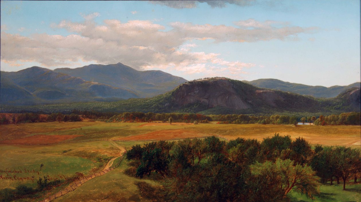 Moat Mountain ja White Horse Ledge, tutkimus, North Conway, New Hampshire, 1867 tekijältä James David Smillie