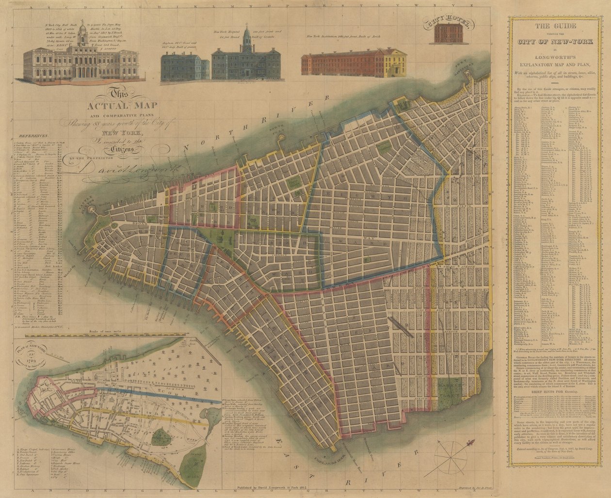 New Yorkin kaupunki: Longworthin selittävä kartta ja suunnitelma, 1817. tekijältä James DeForest Stout