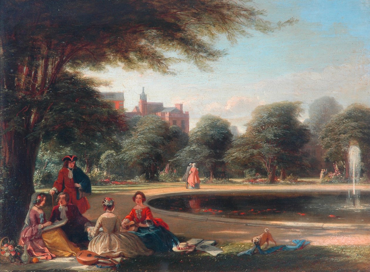 Hampton Court, Fountain (öljy paneelille) tekijältä James Digman Wingfield