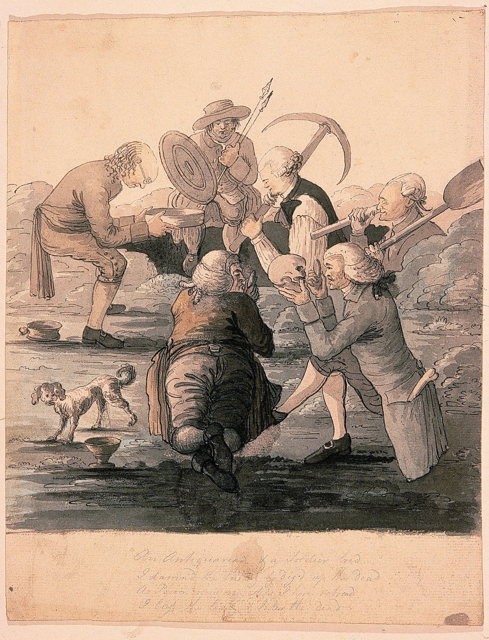 Barrow Diggers, n. 1787 (kynän ja musteen pesu paperille) tekijältä James Douglas