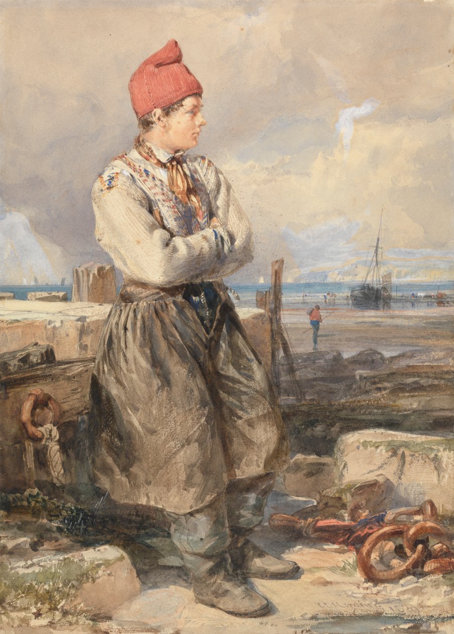 Ranskan rannikkokohtaus Fisherboyn kanssa tekijältä James Duffield Harding