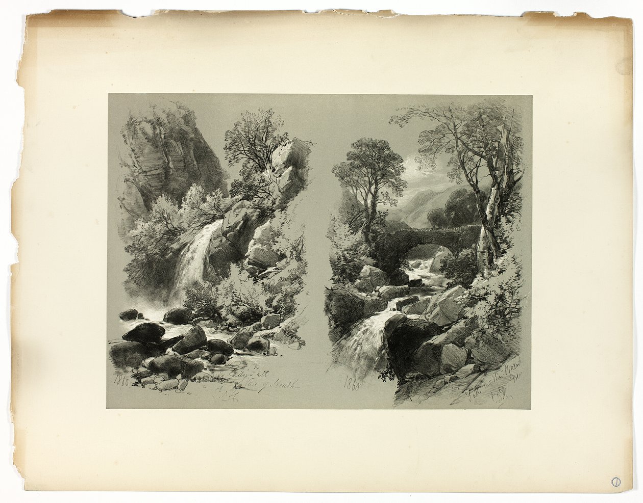 Lady Fall, Vale of Heath ja Fall on the Brent, Picturesque Selectionsista tekijältä James Duffield Harding