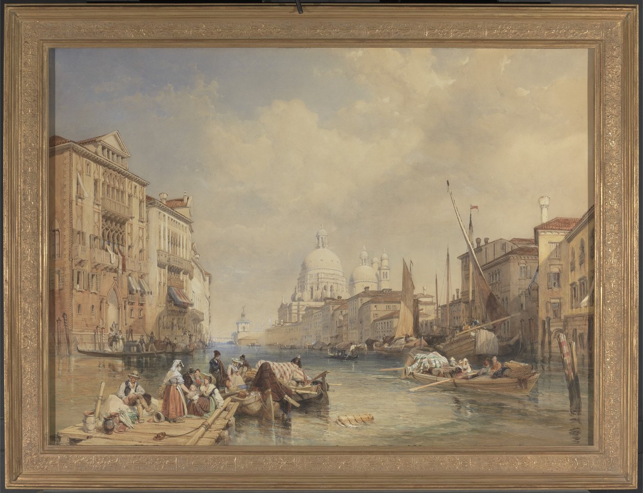 Canal Grande, Venetsia, 1835 (wc, vartaloväri, kynä, muste ja lyijykynä paneelille asetettu paperille) tekijältä James Duffield Harding
