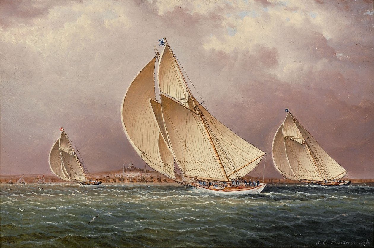 Purjehdus Bostonin satamassa tekijältä James E. Buttersworth
