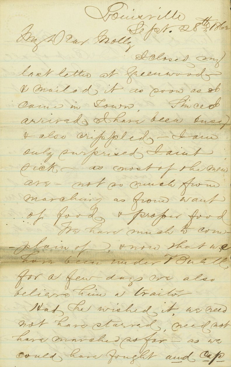James E. Loven, Louisville, kirje Mollylle, 28.-30. syyskuuta 1862. tekijältä James Edwin Love