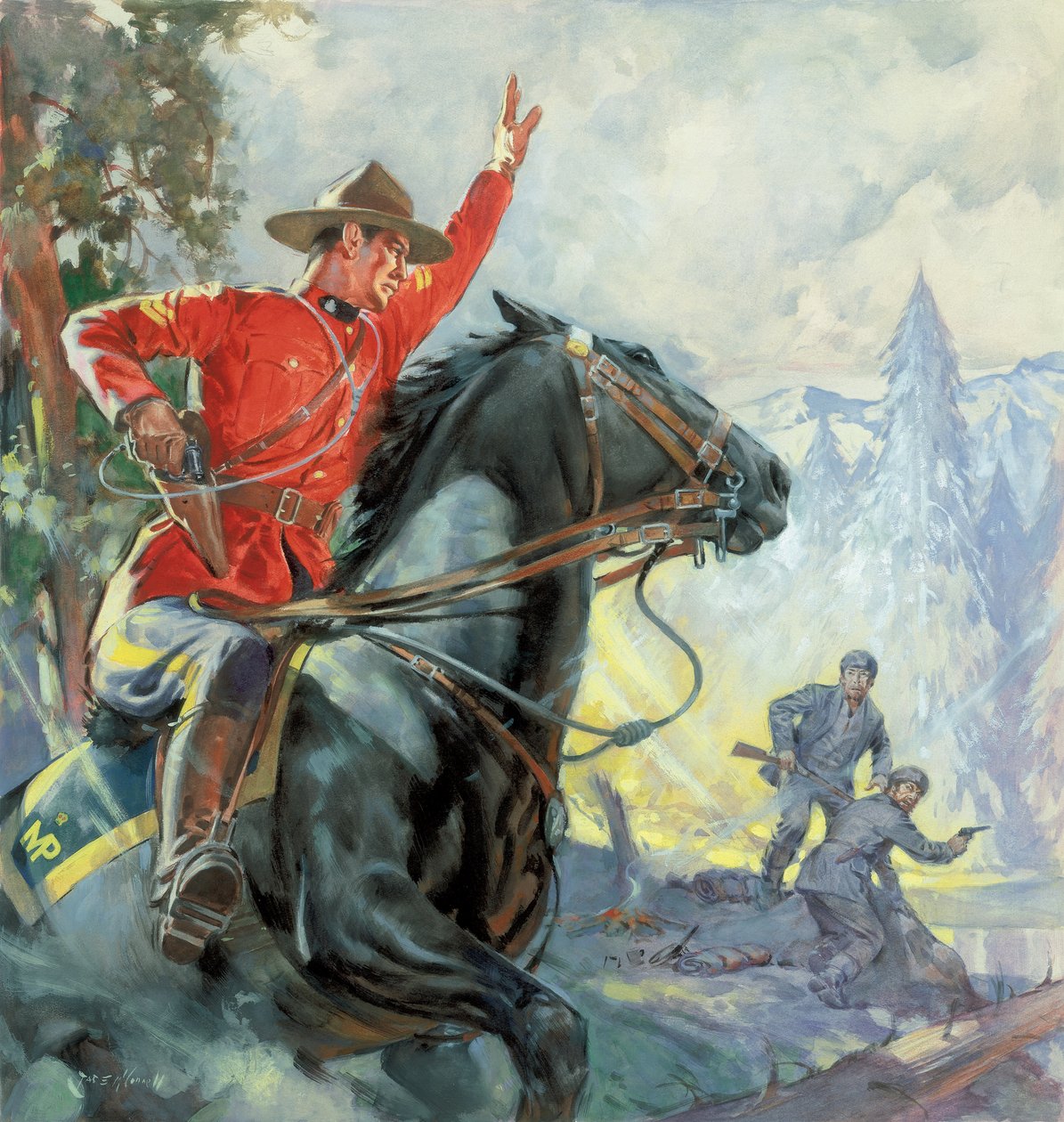 Kanadan ratsupoliisit (guassia paperille) tekijältä James Edwin McConnell
