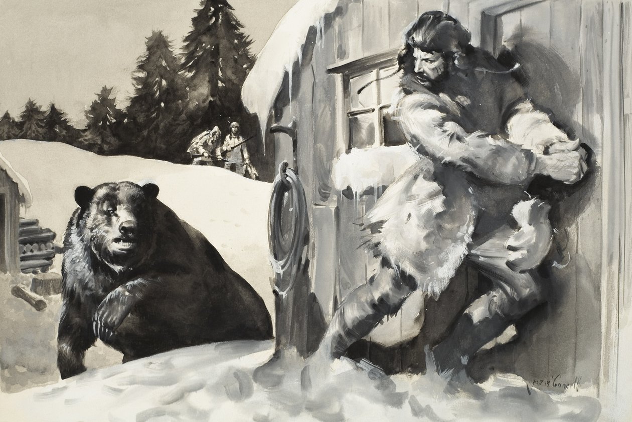 Harmaakarhu (guassi paperille) tekijältä James Edwin McConnell