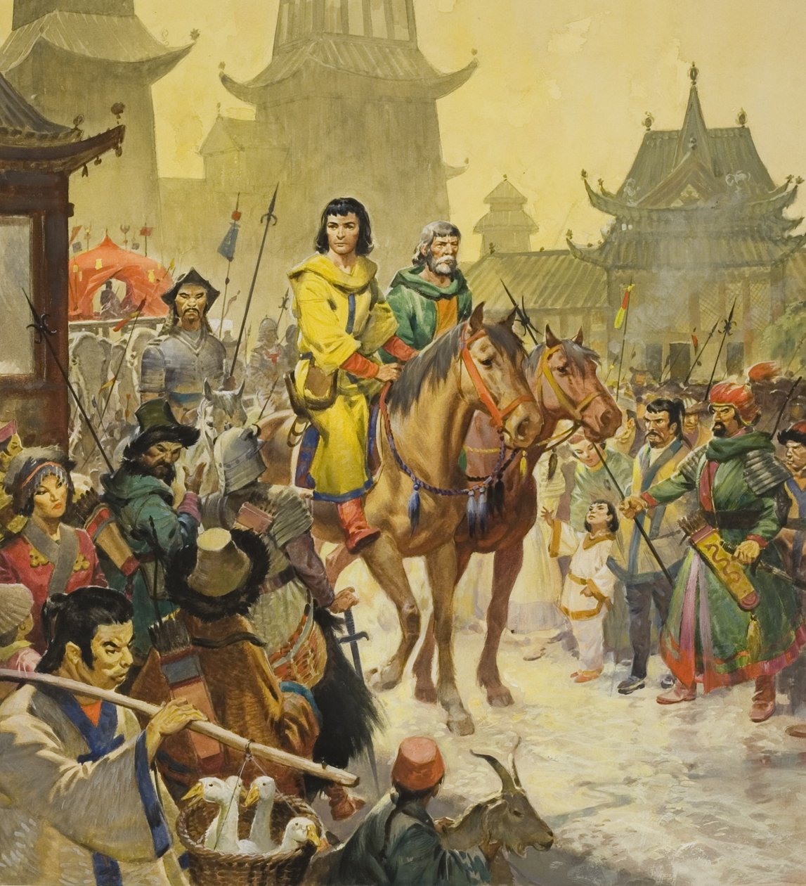 Marco Polo Pekingissä, 20. vuosisata (guassi paperille) tekijältä James Edwin McConnell