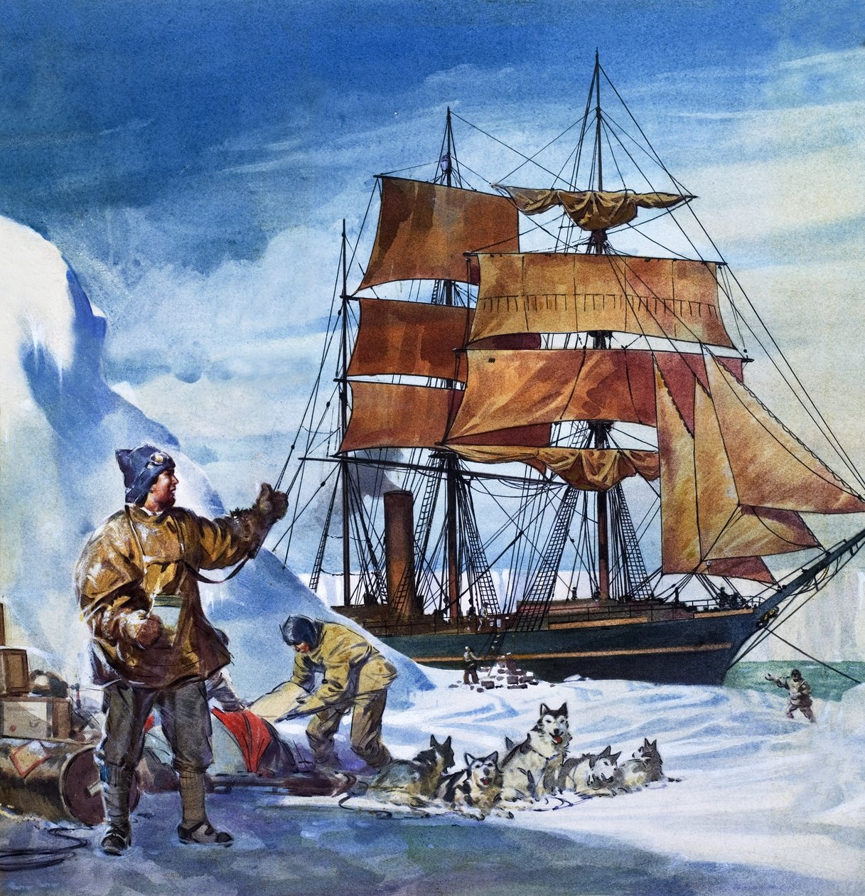 Terra Nova Etelämantereella (guassi paperille) tekijältä James Edwin McConnell