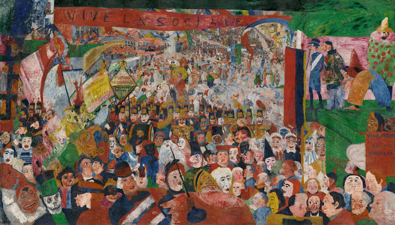 Kristuksen saapuminen Brysseliin vuonna 1889 tekijältä James Ensor