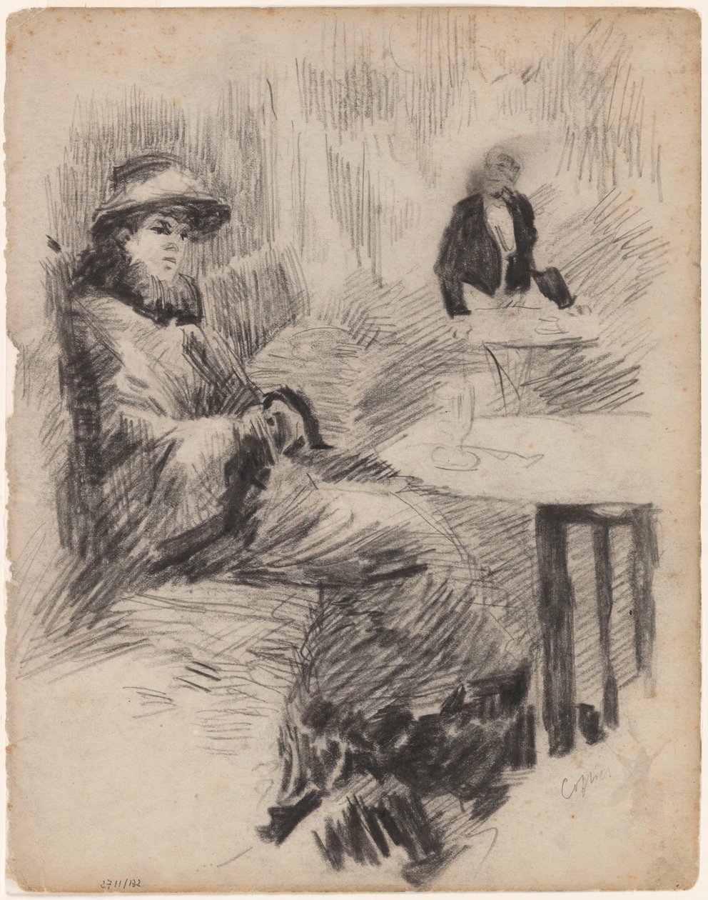 Kopio: Nainen kahvilan pöydän ääressä tekijältä James Ensor