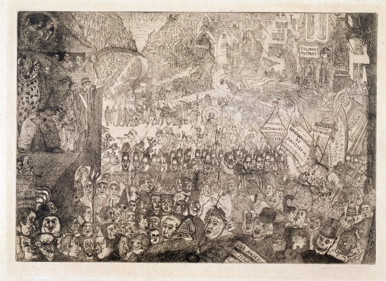 Kristuksen saapuminen Brysseliin tekijältä James Ensor