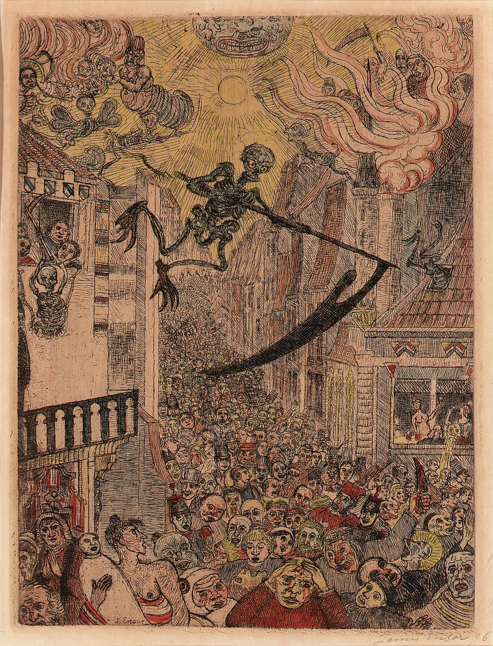 Kuolema jahtaamassa ihmislaumaa tekijältä James Ensor