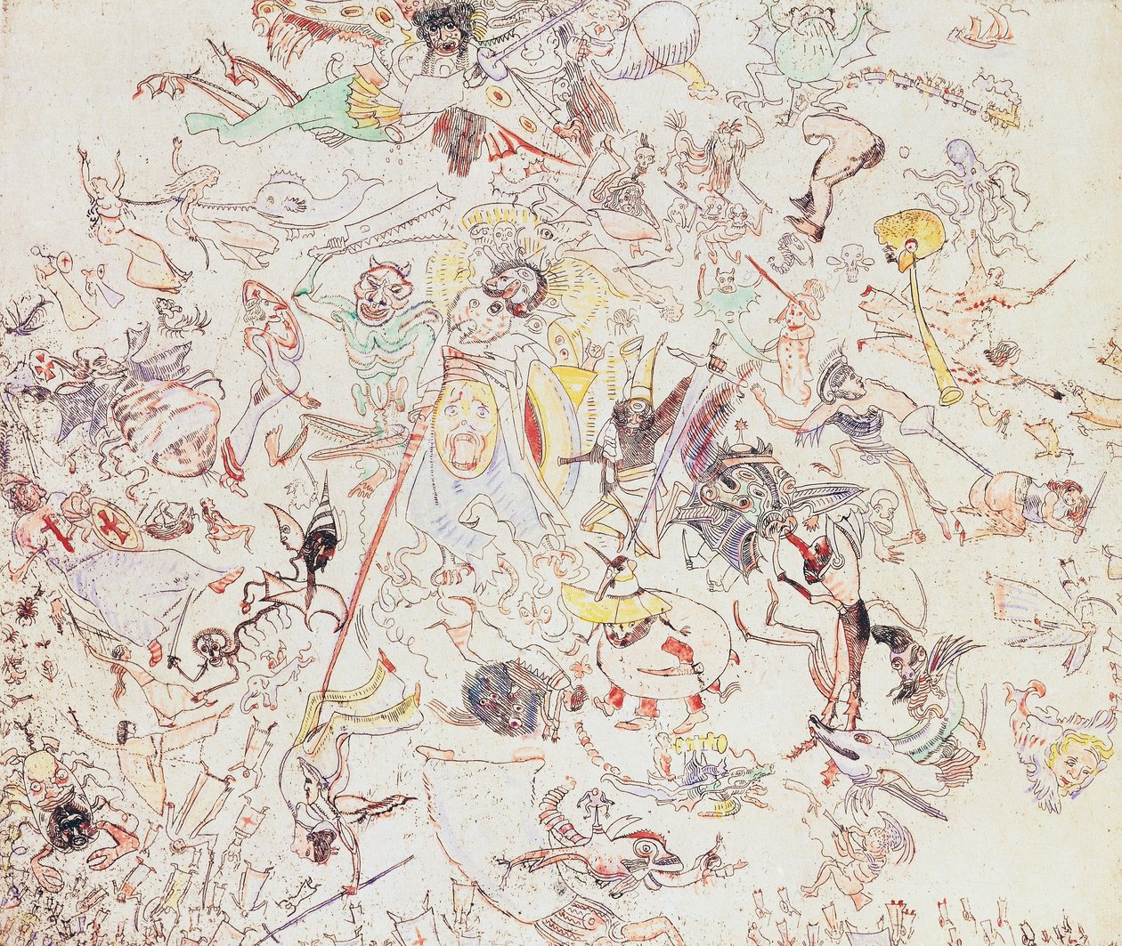 Paholaiset lyövät enkeleitä ja arkkienkeleitä tekijältä James Ensor