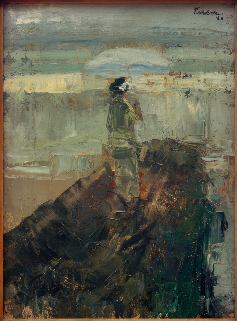 Nainen aallonmurtajan päällä tekijältä James Sidney Ensor