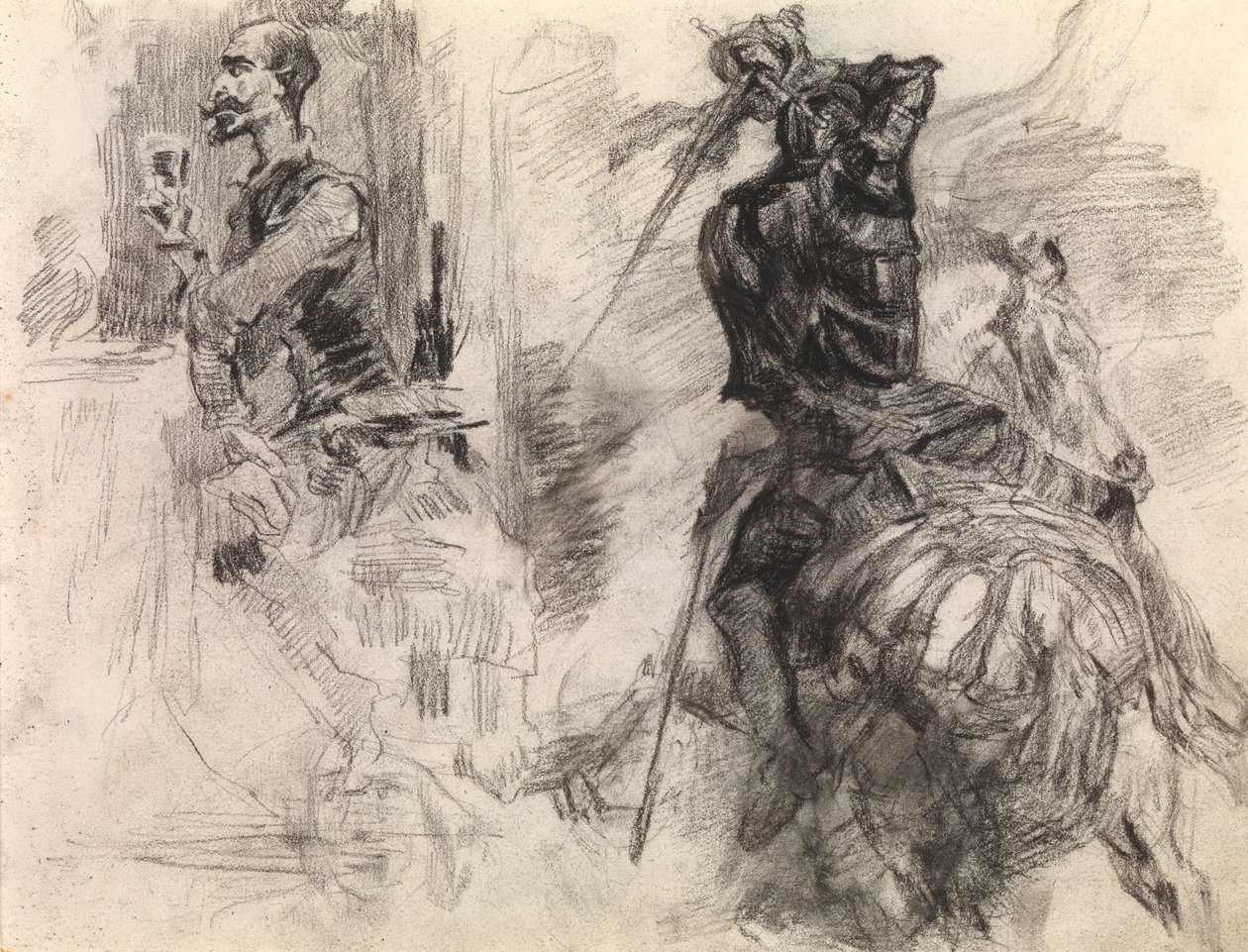 Don Quijote (kynä ja musta liitu paperille) tekijältä James Ensor