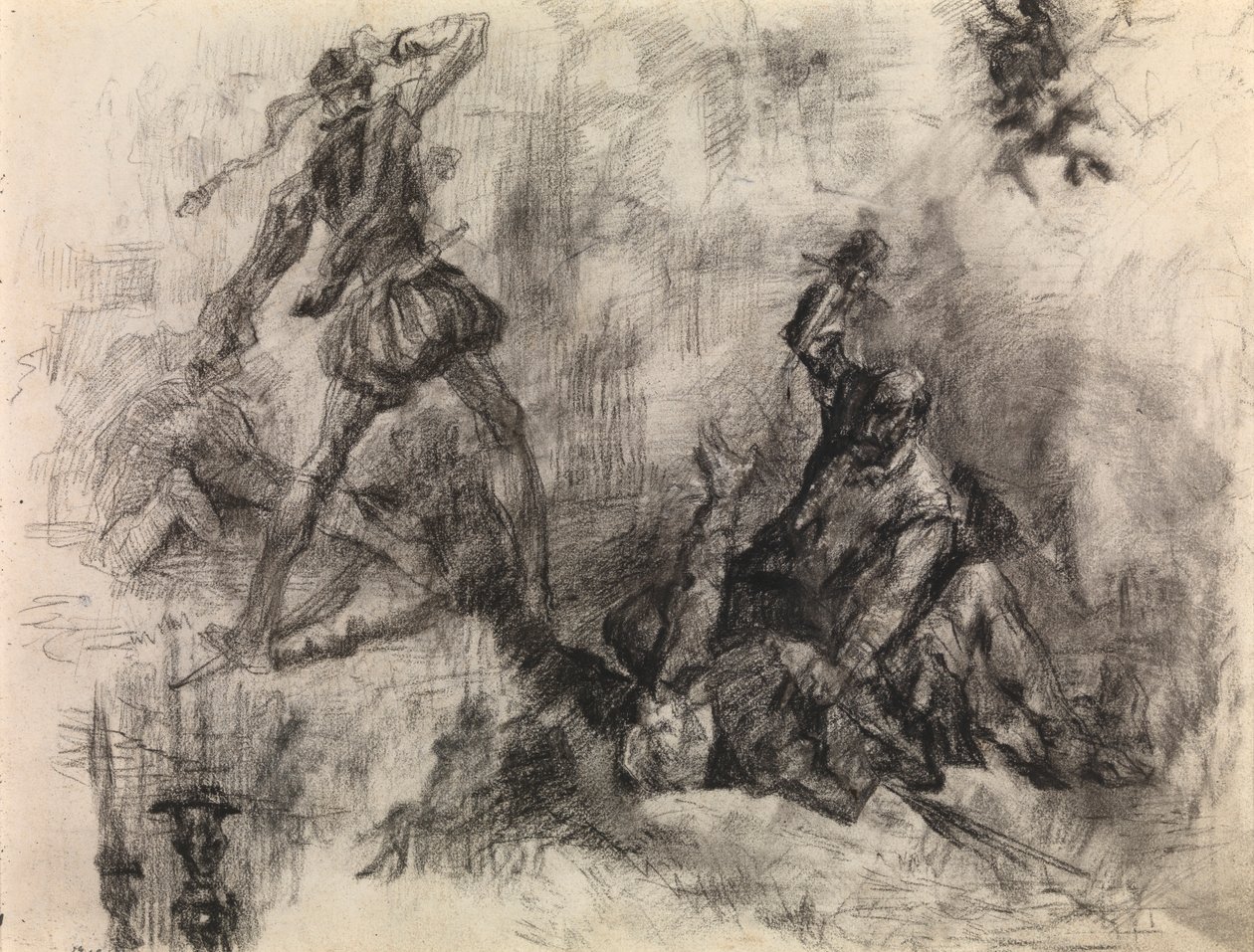 Don Quijote (kynä ja musta liitu paperille) tekijältä James Ensor