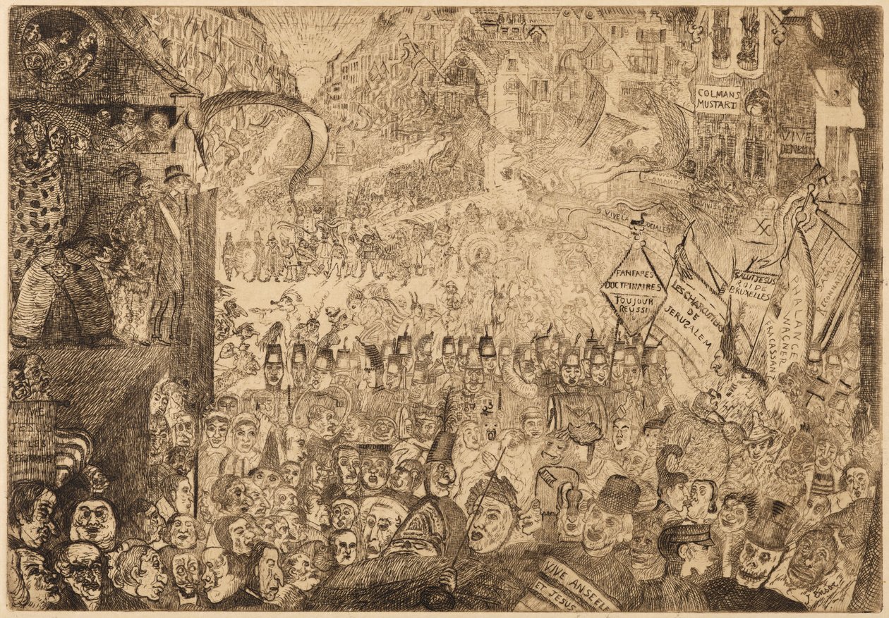 Kristuksen saapuminen Brysseliin tekijältä James Ensor