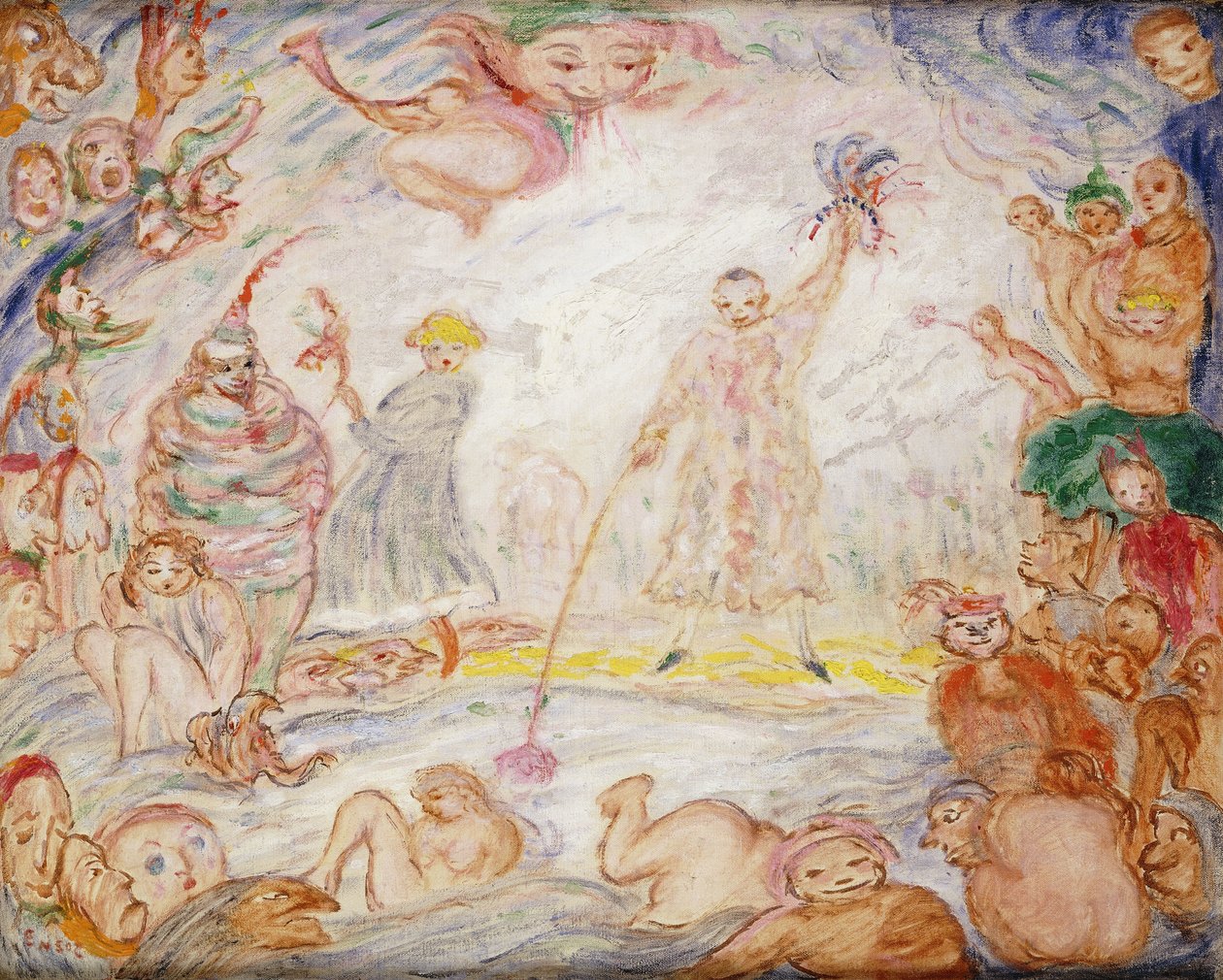Evoluutio taivaan ja meren välillä, n. 1935 (öljy kankaalle) tekijältä James Ensor