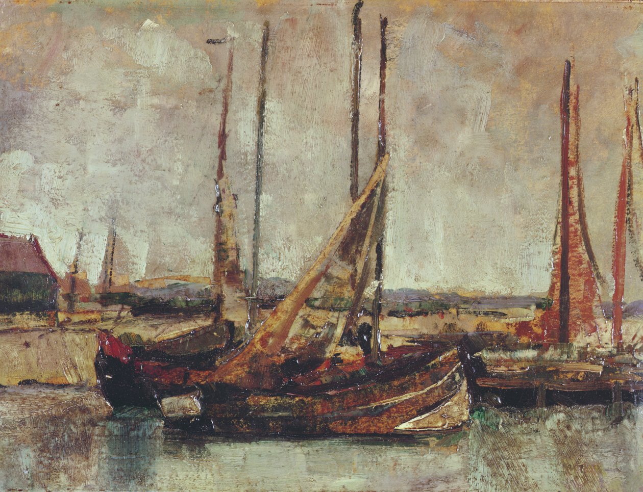 Kalastusveneet (öljy kortilla aluksella) tekijältä James Ensor