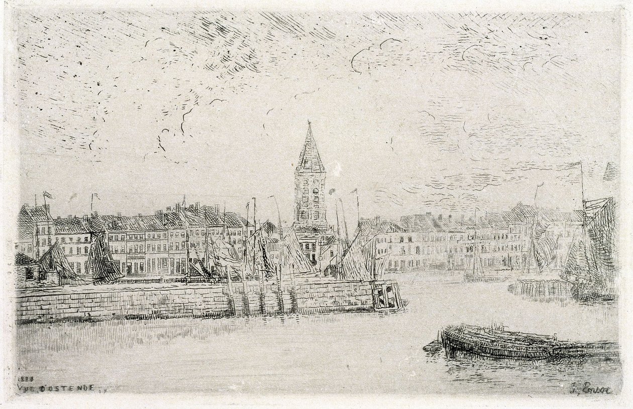 Näkymä Oostendeen itään päin tekijältä James Ensor