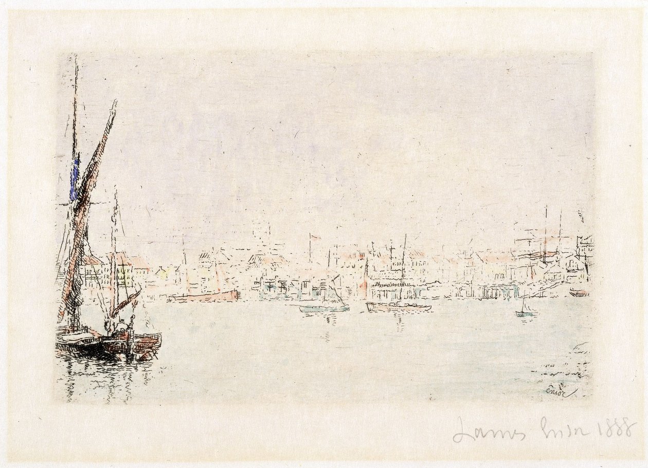 Näkymä Ostenden satamaan tekijältä James Ensor
