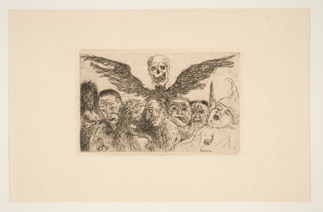 Les septs p?ch?s capitaux domin?s par la mort (Kuoleman hallitsemat seitsemän kuolemansyntiä), portfoliosta Les p?ch?s capitaux (Kuolemansynnit) tekijältä James Ensor