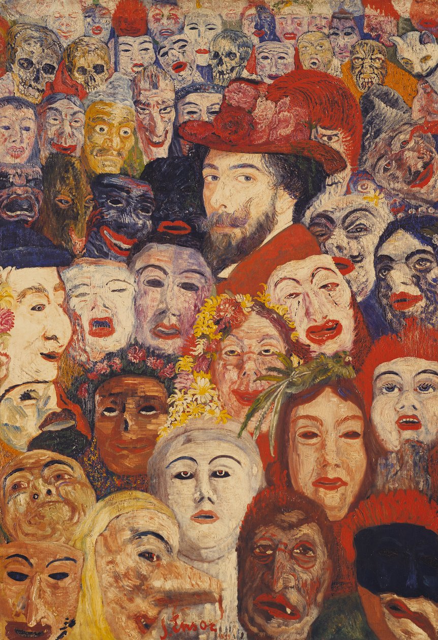 Muotokuvani naamioiden ympäröimänä tekijältä James Ensor