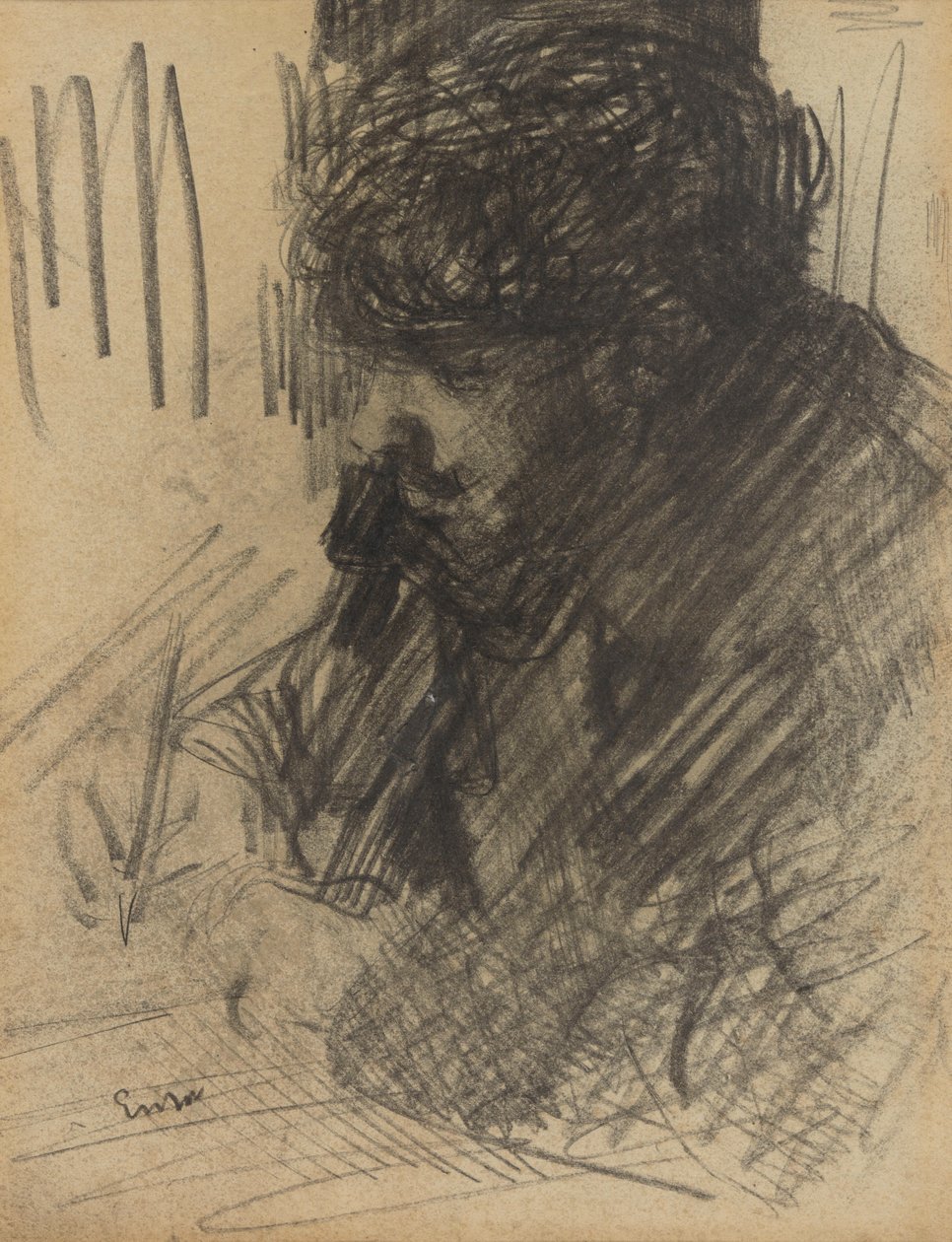 Muotokuva Dario de Regoyosista kirjoittamassa tekijältä James Ensor
