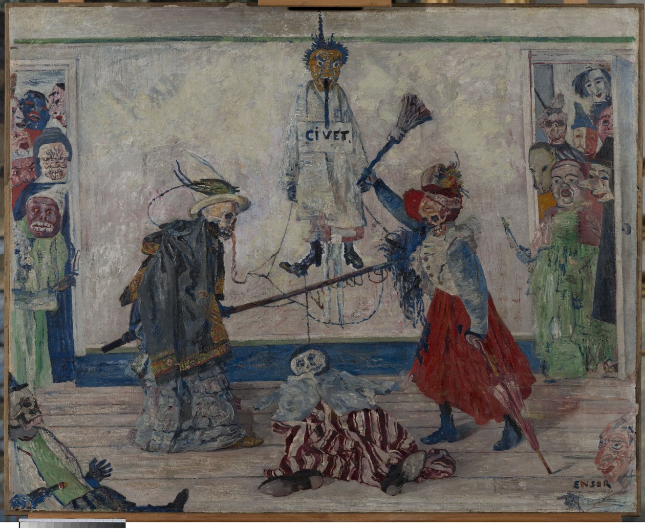 Luurangot taistelevat hirtetyn miehen ruumiista tekijältä James Ensor