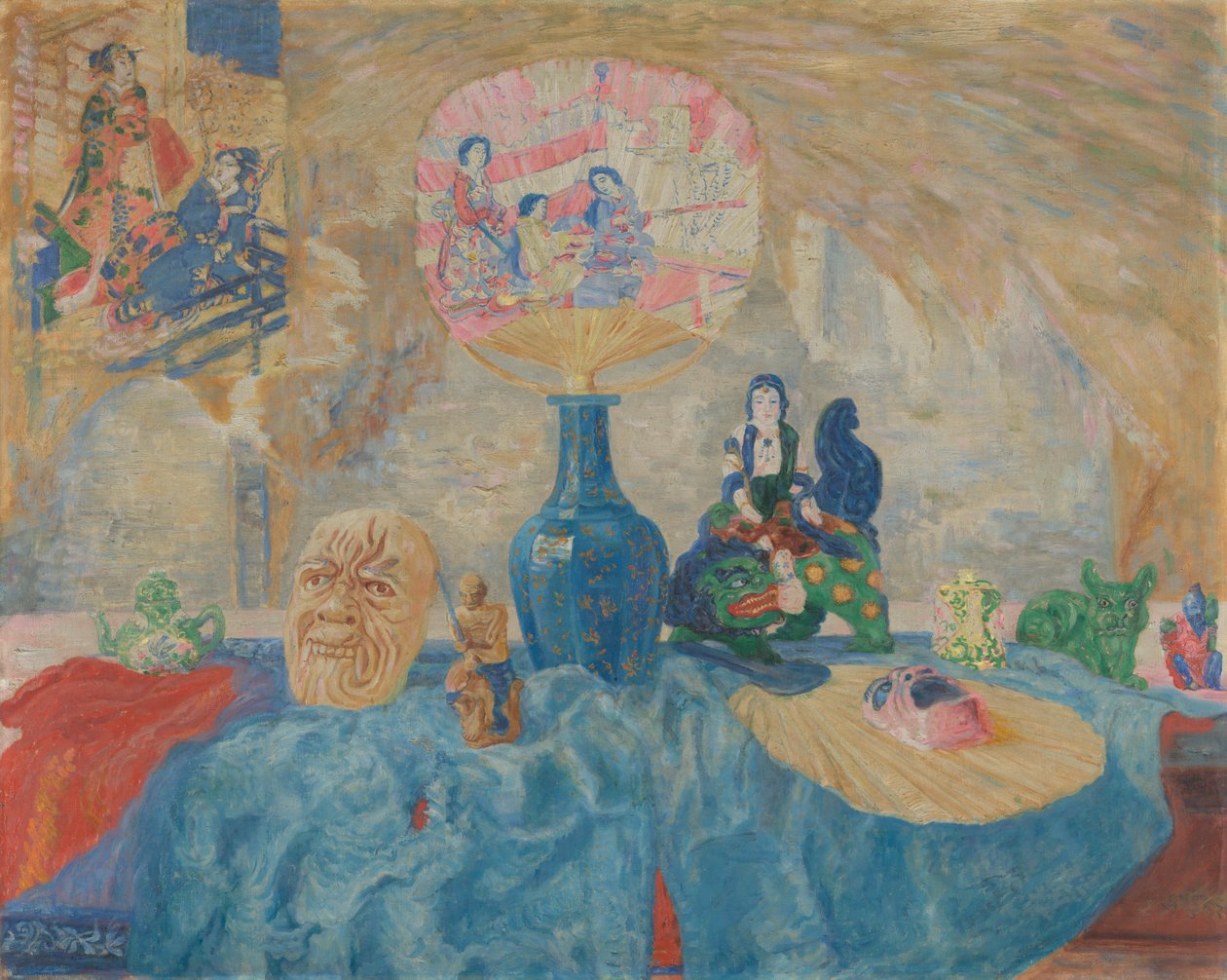 Asetelma, jossa on kiinalaisia esineitä tekijältä James Ensor
