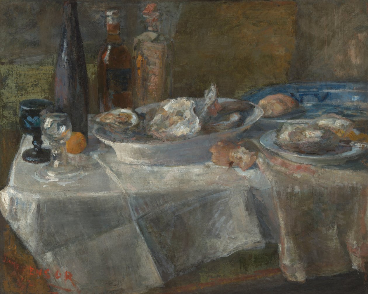 Asetelma ostereista (valotutkielma) tekijältä James Ensor