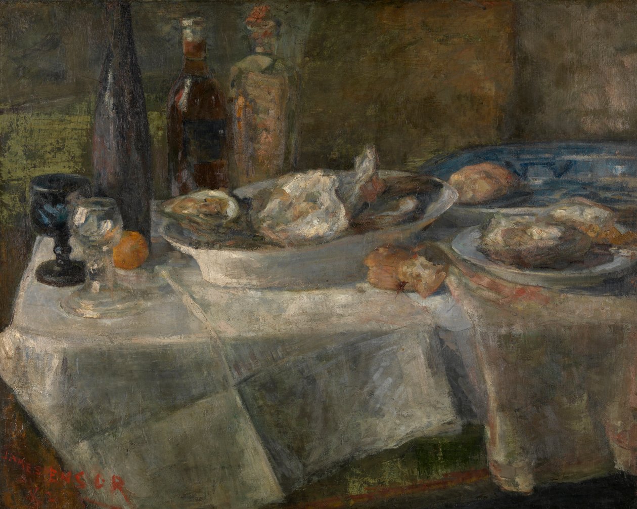 Asetelma ostereilla tekijältä James Ensor