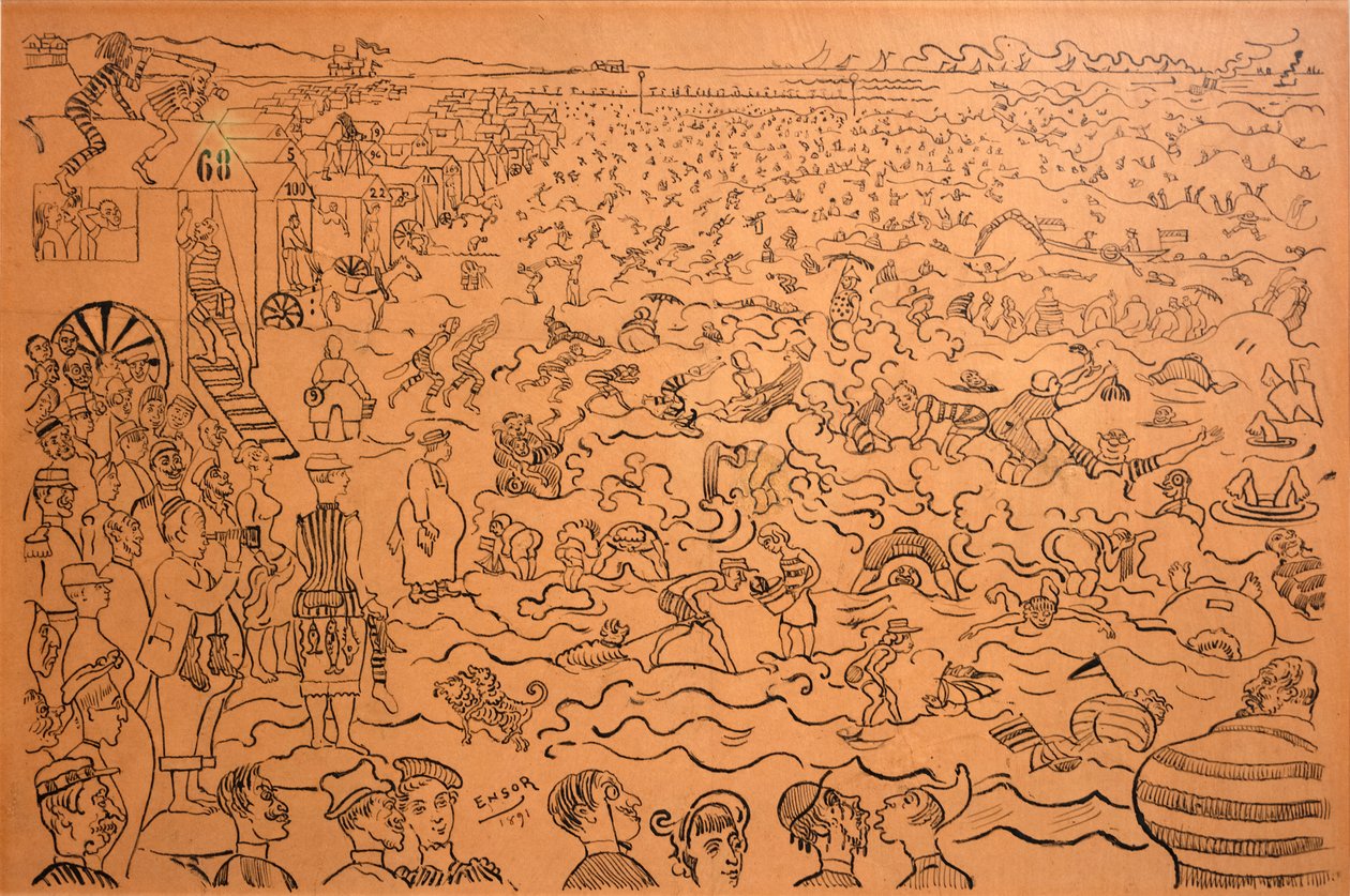 Uiminen Oostendessa tekijältä James Ensor