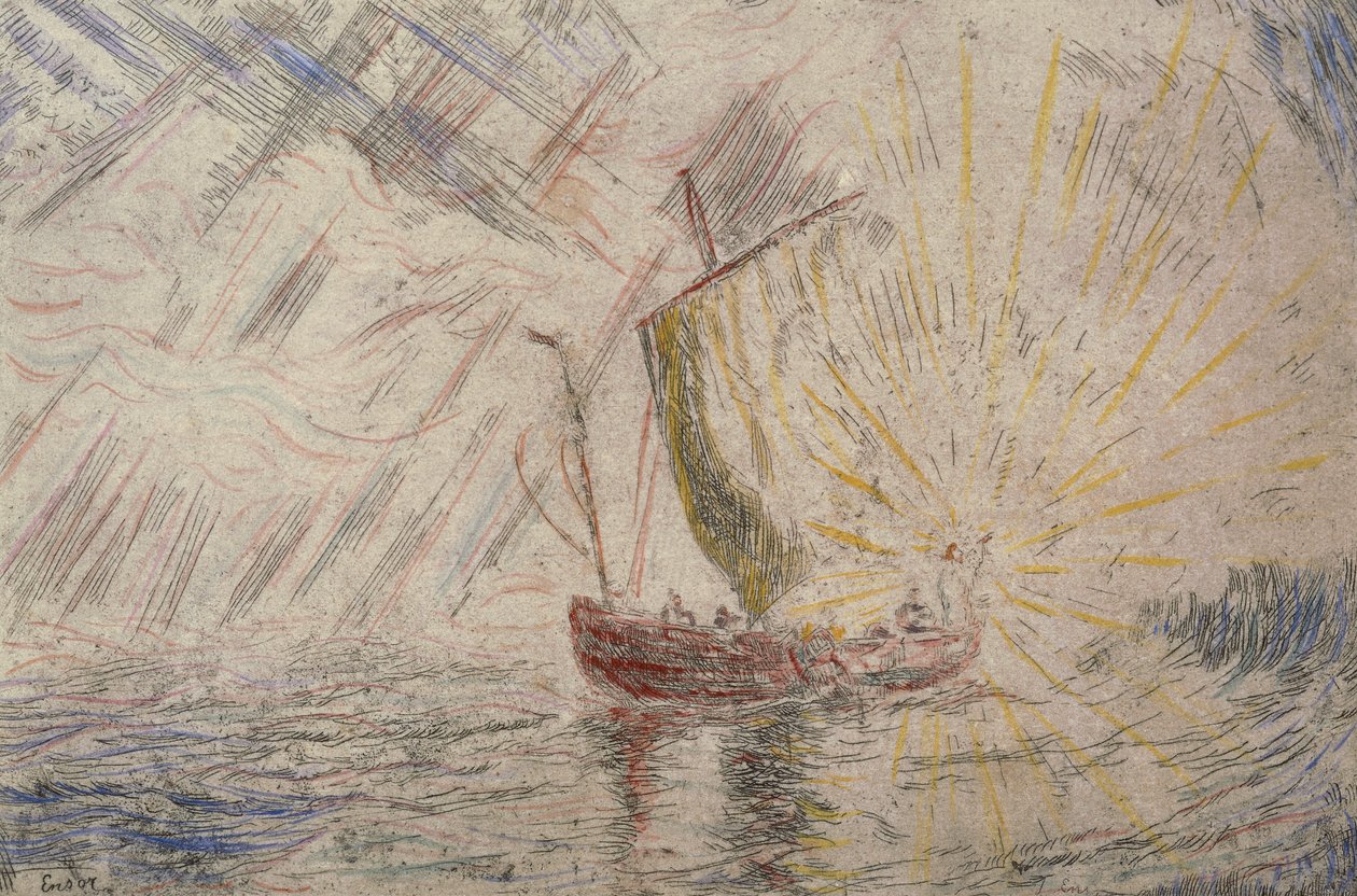 Kristus rauhoittaa myrskyä tekijältä James Ensor