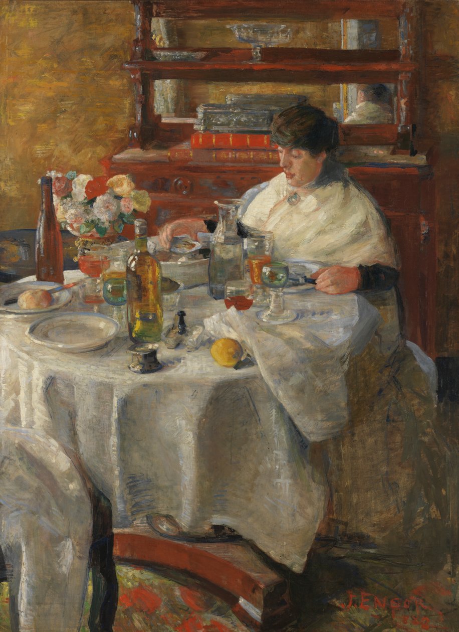 Oyster Eater (öljy kankaalle) tekijältä James Ensor