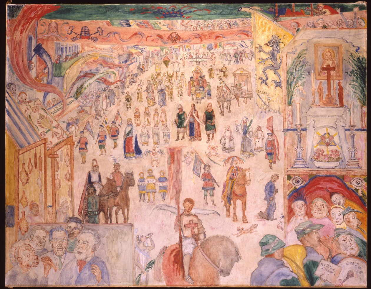 Ghistellesin Pyhän Godelieven kulkue; La Procession de Sainte Godelieve a Ghistelles tekijältä James Ensor