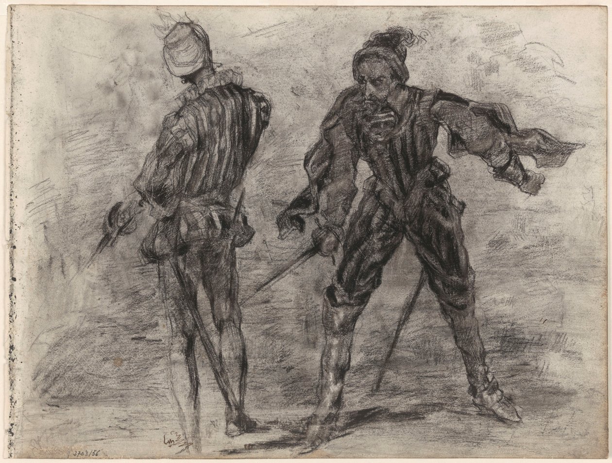 Kaksi espanjalaista aatelismiestä miekkoineen (edestä ja takaa nähtyinä) tekijältä James Ensor