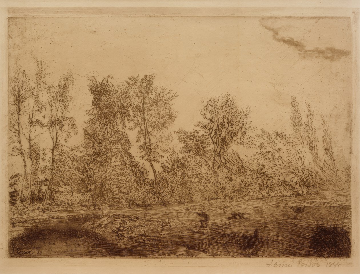 Tuulenpuuska metsän reunassa tekijältä James Sidney Ensor