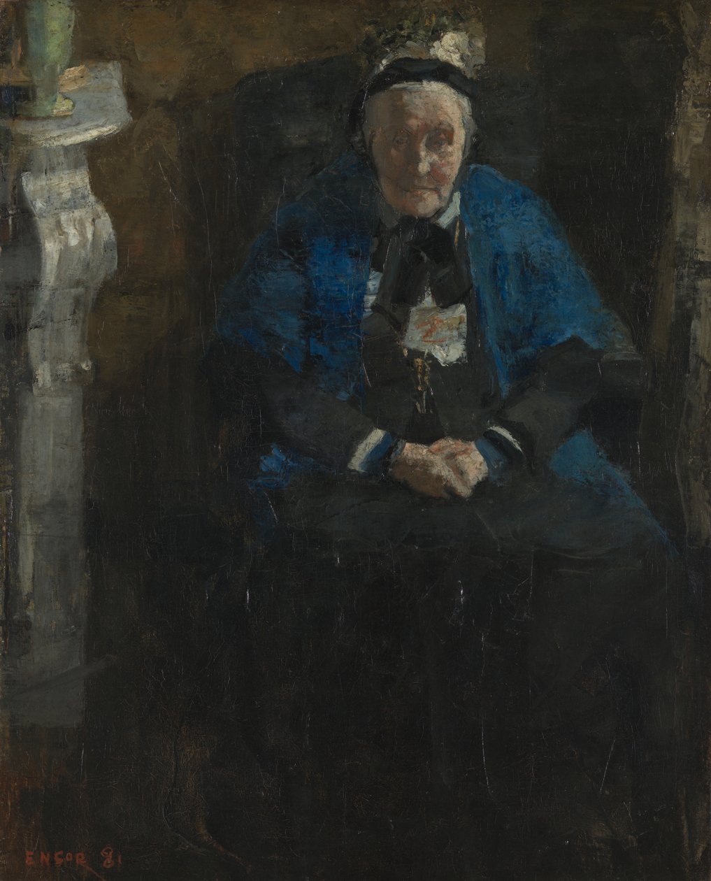 Nainen sinisessä huivissa tekijältä James Ensor